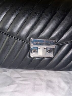 Michael Kors Black Quilted Leather Crossbody with Silver Hardware